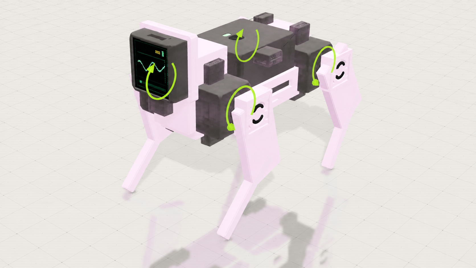 A modular quadruped robot assembled from voxels in OysCat Workspace